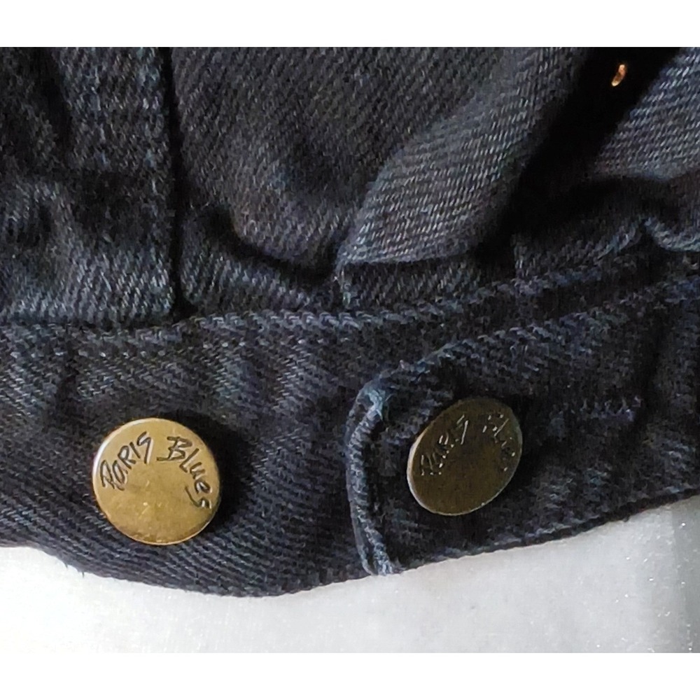 Paris Blues Denim Jacket Women Medium Black Vintage Cropped Studded - Picture 6 of 14